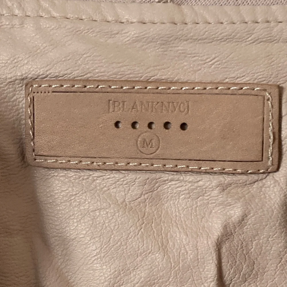 Blank NYC Drape Moto Jacket Asymmetrical‎ Full Zip Faux Leather Pink Tan M